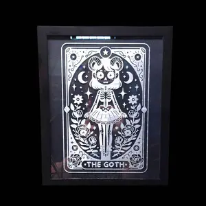 Goth Girl Tarot Card Art Etched Glass Design
