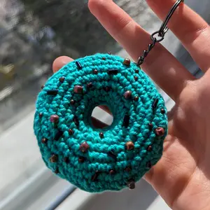 Hand Crafted Chocolate Mint Donut keychain/ Doughnut keyring
