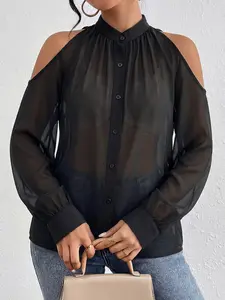 Women's Off-Shoulder Chiffon Fashion Set, Chic Top for Women, Elegant and Stylish, Perfect for Daily Wear and Special Occasions