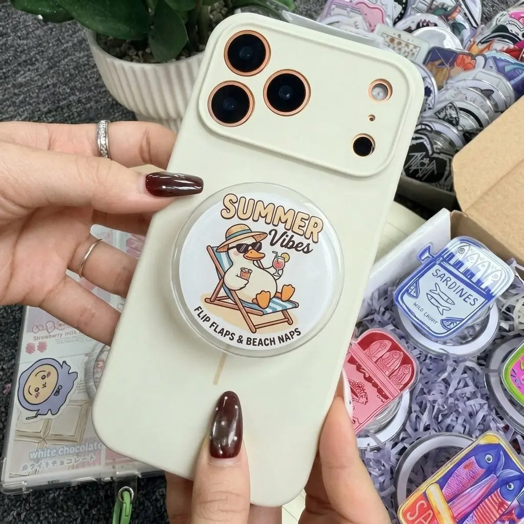 Funny Duck Phone Grip Cute Summer Beach Griptok Holder Stand Aesthetic Phone Accessories Gift for He