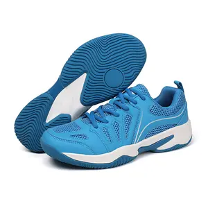 Unisex Breathable Mesh Badminton Shoes, Non-Marking Gum Rubber Sole Indoor Court Sneakers for Men Women, Anti-Slip Shock Absorbing Training Footwear for Tennis Volleyball