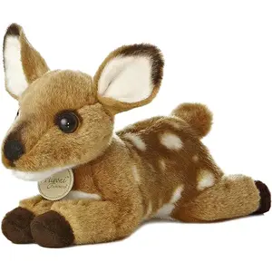 Aurora® Realistic Miyoni® Fawn Stuffed Animal - Lifelike Detail - Cherished Companionship - Brown 8 Inches