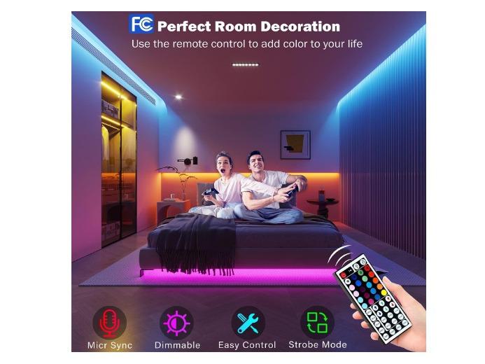 Led Lights for Bedroom 100 ft (2 Rolls of 50ft) Music Sync Color Changing RGB Led Strip Lights with Remote App Control Bluetooth Led Strip, Lights for Room Home Kitchen Party Decor