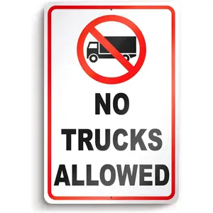 No Trucks Sign, 8x12 Aluminum No Truck Allowed in Driveway Sign, UV Protected, Easy Install, Weatherproof