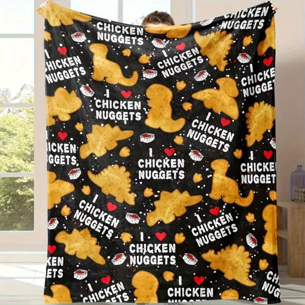 pc Chicken Nugget & Dinosaur Shaped Flannel Throw BlanketCozy, Soft Fleece for Sofa, Bed, Travel, Applies to Super soft  decorative sofa/sofa/bedroom   and CampingLightweight