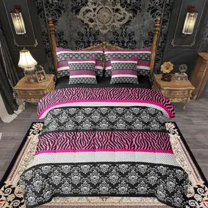 Polka Dot with Zebra Print Comforter Set with Sheets 7 Piece Pink Black White Zebra Bedding Set Kids Adult Wild Animal Skin Texture Bed in a Bag Decor Soft Lightweight Microfiber