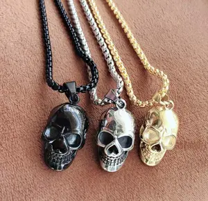 Skull pendant necklace with optional color box chain for daily matching for men and women