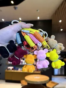 Plush Bear Keychain Set, Resin Crown Keychain, Creative Design, Minimalist Style, Unisex Personalized Keychains, Multi-Color, Backpack Decoration