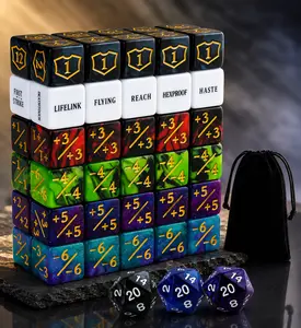 63 Pieces MTG Dice Counter Set, Life & Shield Tracking D6 Dice, Keyword Ability Tokens for Magic The Gathering, TCG Card Game Accessories & Gaming Tools