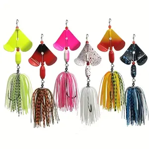 1pc silicone fishing bait,19g lead hook and beard, anti hook, rotating sequin design, suitable for hunting and fishing, lure false bait water surface system rotating sequin beard Lao composite sequin water tractor noise sheet fishing bait