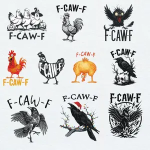 F-CAW-F 5pcs Transfer Sticker Set Funny Viral Meme Stickers for Laptop Phone Case Car Perfect Gift for Chicken Lovers Meme Fans Unique Designs Trending High-Quality Materials