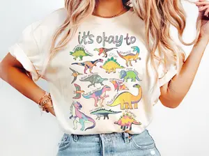 Comfort Colors It’s Ok To Be Different Autism Dinosaur Shirt Autism Mom T-Shirt Special Education Teacher Tee Neurodiversity Shirt