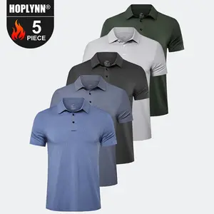 HOPLYNN 5 Pack Mens Polo Shirts Quick Dry Short Sleeve Golf T Shirt Performance Moisture Wicking Casual Workout men's clothing  workout clothes  men    workout tops  sun shirts for men