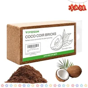 VIVOSUN Coco Coir Brick, 1.4lbs Natural Organic Compressed Coconut Coir Fiber with Low EC, PH Balance & High Nutrition, Coconut Fiber Substrate, Coconut Soil for Plants