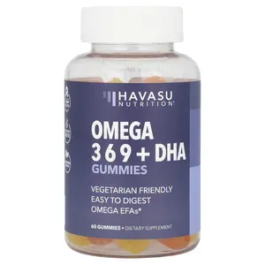 Havasu Nutrition Omega 3 6 9 + DHA Gummies, Natural Lemon & Orange, 60 Gummies