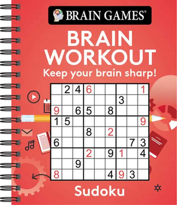Fun English Sudoku Brain Game Book - Spiral Bound Healthy Workout for Brain Fitness Enthusiasts, Includes 162 Classic Sudoku Puzzles & Answer Key, 1.15 lbs, 9" H x 7.5" L x 1.1" W by Publications International Ltd