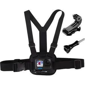 Gopro Chest Mount, Adjustable Chest Strap, Breathable Material for Gopro Hero 13, 12, 11, 10, 9, 8, 7, 5, 4, 3, Dji Osm & More Action Cameras (Black) - Wearable