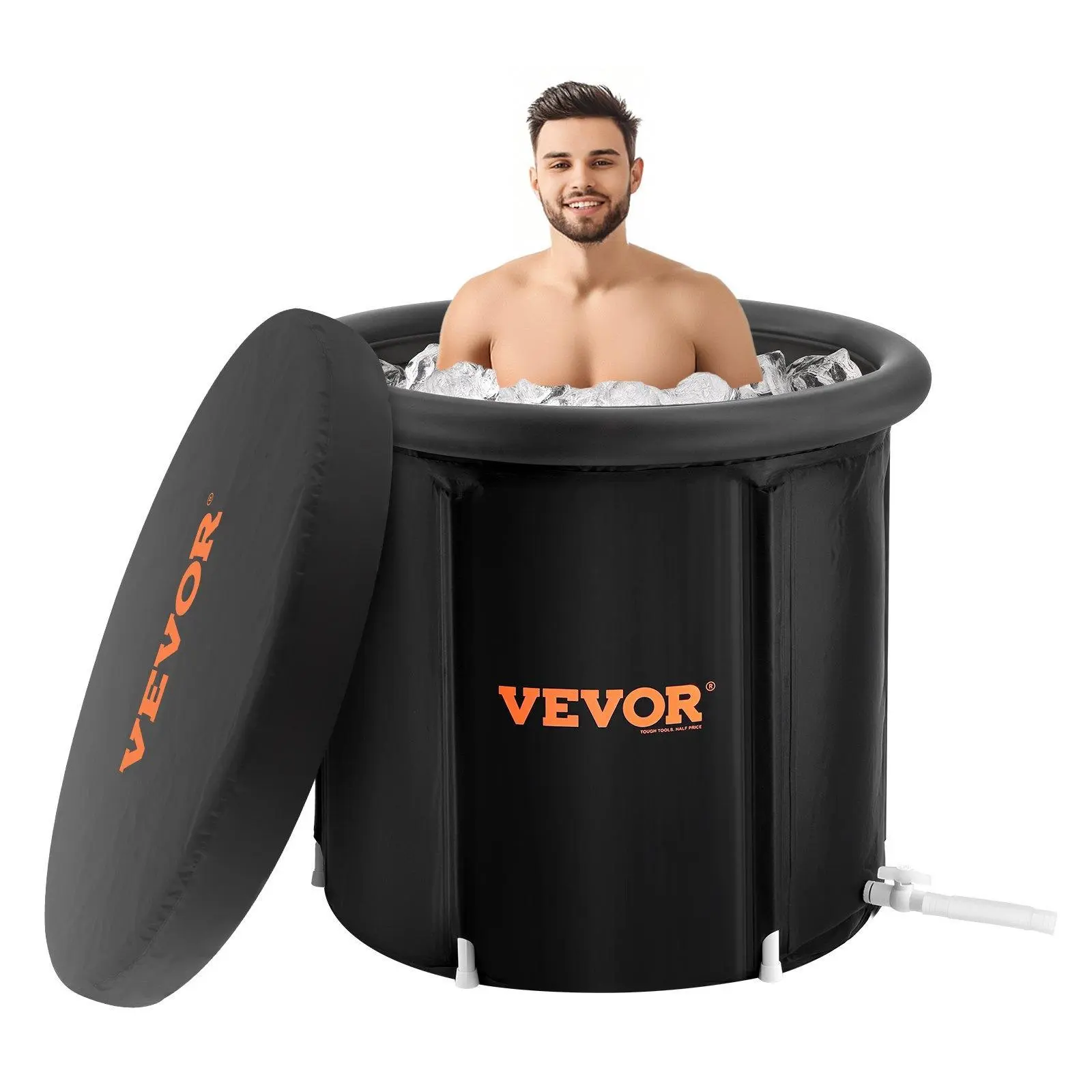 【summerfinds】VEVOR Ice Bath Tub, Cold Water Therapy Plunge Tub for Athletes, Portable Outdoor Ice Barrel Plunge Pool for Recovery, Max. 98 Gal Inflatable Folding Bathtub with Cover, Home Ice Pod for Adult