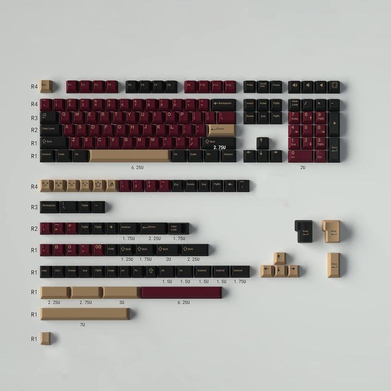 173  Double Shot Keycaps Cherry Profile Red Samurai Keycaps Set Fit for 61/64/87/104/108 Cherry Mx Switches ISO ANSI Layout Mechanical Keyboard