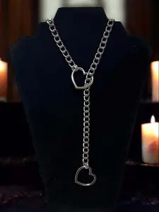 Punk Heart Chain Link Necklace - Vintage Industrial Cuban Link Design Choker for Men & Women - Edgy Couple Gift