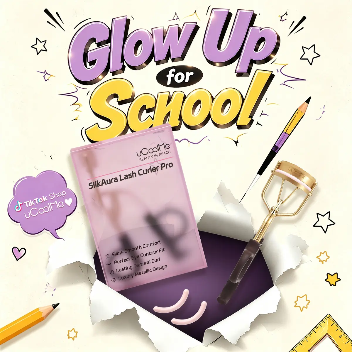 Silicone Lash Curler for a Long-Lasting Enhanced Curl, Luxury Metallic Beauty Tool with a Perfect Eye Contour Fit for Daily Care, Lasting Curl, Cosmetics, Curl Enhancing