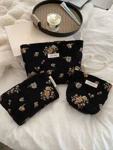 Vintage Floral Pattern Makeup Bag Set, Multifunctional Storage Pouch, Women's Handbag with Zipper Closure, Cosmetic Pouch, Gift for Friends, Birthday, Mom, Bridesmaid