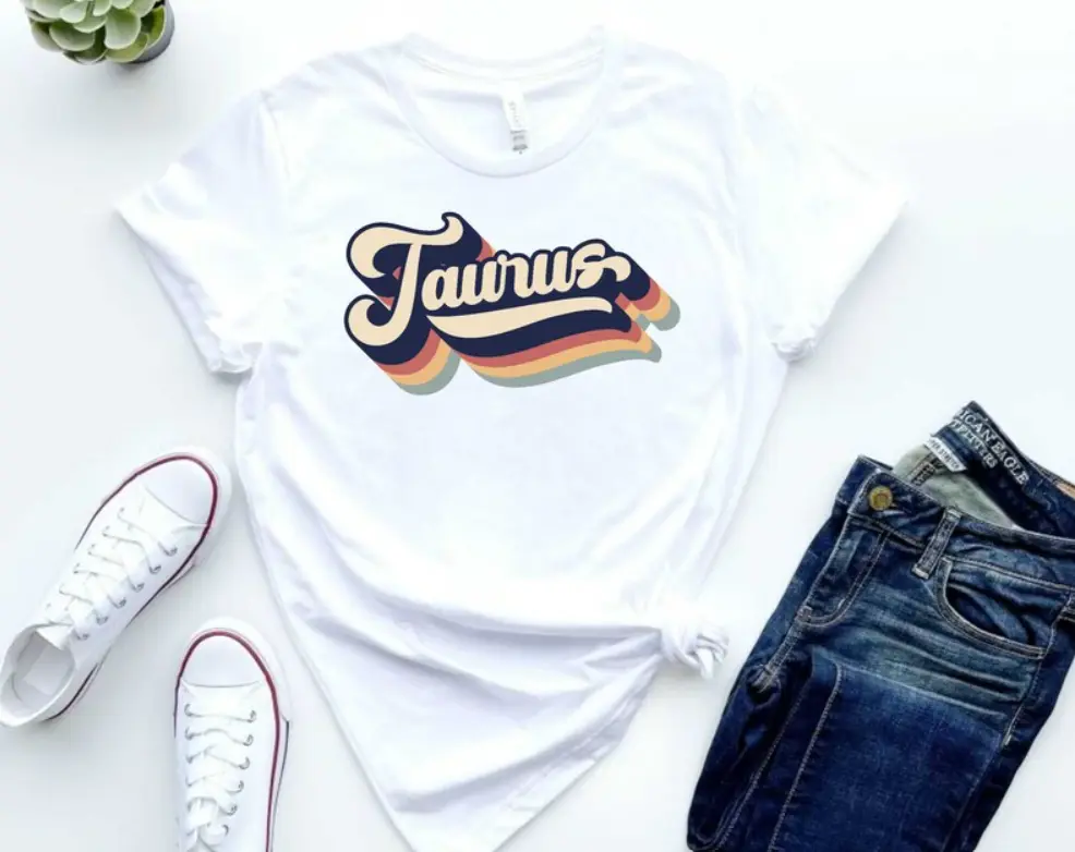 Retro Taurus Shirt, Taurus Shirt, Unisex Taurus Zodiac Tshirt, Taurus Birthday Tshirt gift For Women, Top Day Aesthetic Trendy Summer Adult Clothing Comfort Short Sleeve Round Neck Unisex Graphic T-Shirt