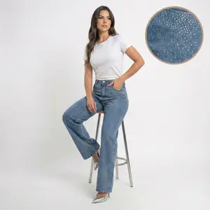 ChicCurve Sparkle Denim Jeans with Rhinestone Embellishments for Women's Fashion Stylish Denim with Sparkle Details