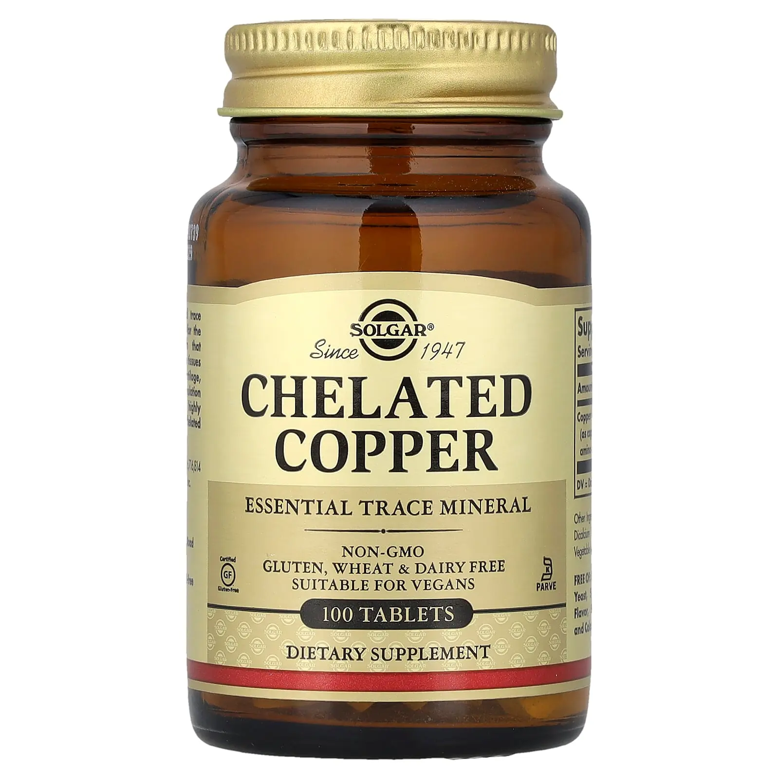 Solgar Chelated Copper, 100 Tablets (2.5 mg per Tablet) Solgar Chelated Copper, 100 Tablets (2.5 mg per Tablet)