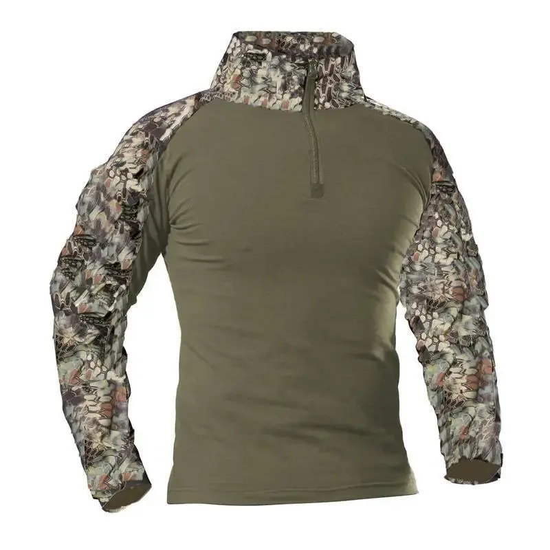 Versatile Splicing Zipper Tactical Combat Shirt Men Cotton Uniform Camouflage T Multicam US Clothes Camo Long Sleeve, effortless layering, chic everyday, refined casual, versatile piece