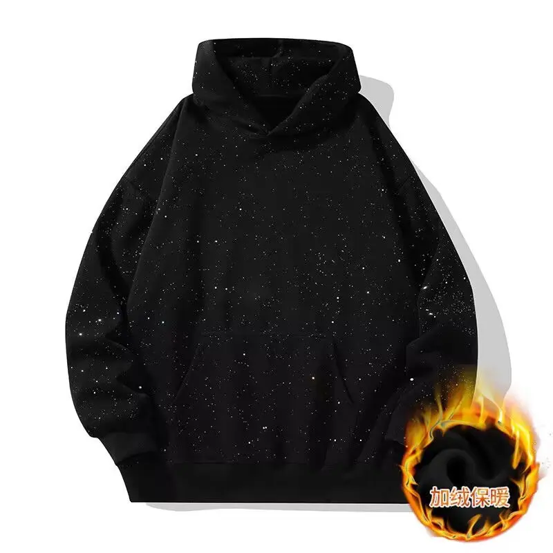 T99 Starry Sky Black Hoodie with Velvet
