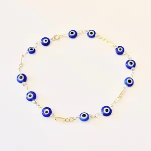 10k Handmade Bracelet - Blue Evil Eye
