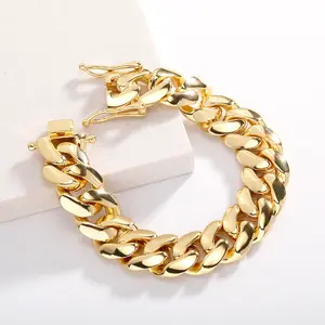 22mm Golden Chunky Cuban Link Bracelet | Butterfly Clasp | Bold Hip-Hop Statement Jewelry