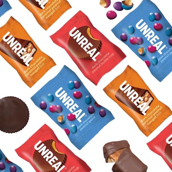UNREAL Dark Chocolate Variety Pack 15.4 oz - 3 Real-Ingredient Snacks Peanut Butter Cups Gems & Caramel Nougat Bars - Up to 40% Less Sugar - Individually Wrapped for Sharing Dessert