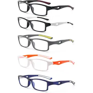 5-Pack rectangular reading glasses  design TR90 flexible Blue Light Blocking Reader for Women Men