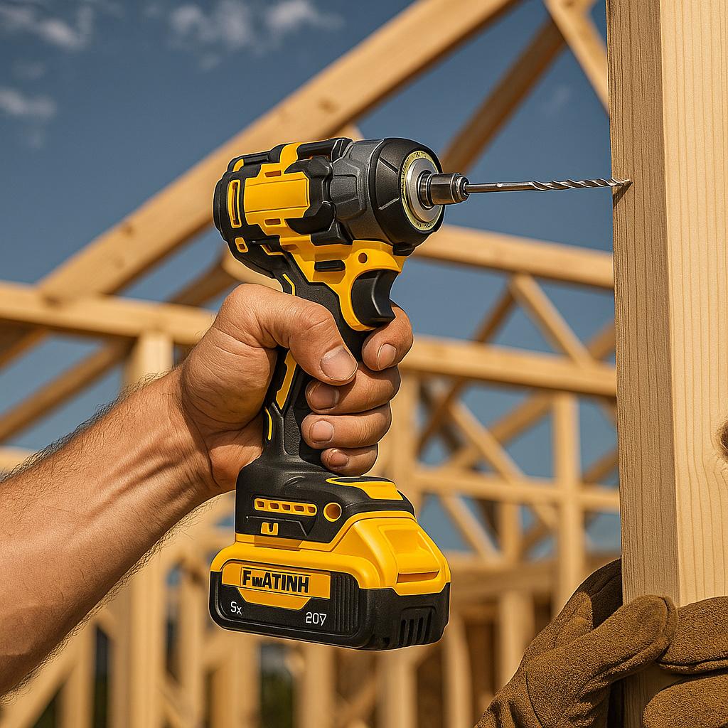 3-in-1 Cordless Impact Wrench(Bare tool; battery not included) – Compatible with Dewalt 20V Batteries | 450N High Torque Brushless Power Tool for Car Repair, DIY & Construction | Yellow & Black Design