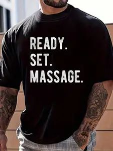 100% Cotton Ready Set Massage Therapy Physical Therapist LMT Fun T T-Shirt Women's Men's Graphic Tee Crew Neck summer vacation Tops