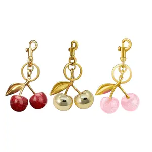 Cherry Bag Charm Keychain, Cute Fruit Pendant, Aesthetic Bag Accessory, Decorative Key Ring for Women