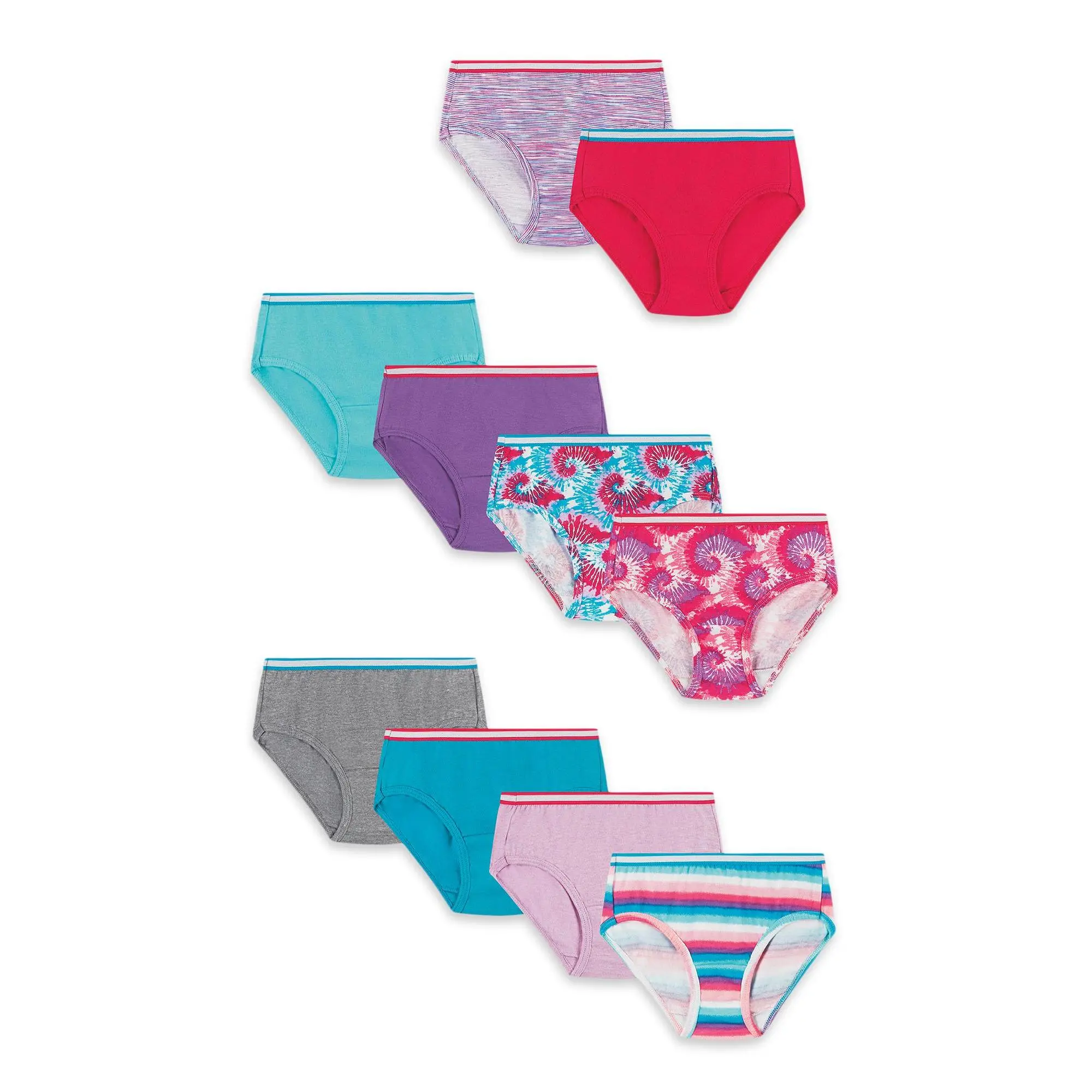 Hanes Girls' Tagless Super Soft Cotton Brief Underwear, 10 pack, Sizes 4-16