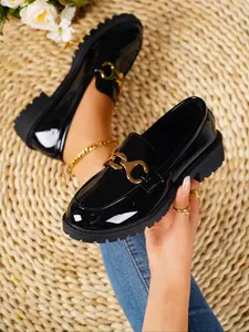 Women's New Solid Color Fashion Low Heel Flat Shoes, Casual Flats, Slip On Flats, Bow Mary Jane Leatherette Pumps, Comfortable Lightweight Mid-Heel Rubber Walking Shoes, Classic Footwear