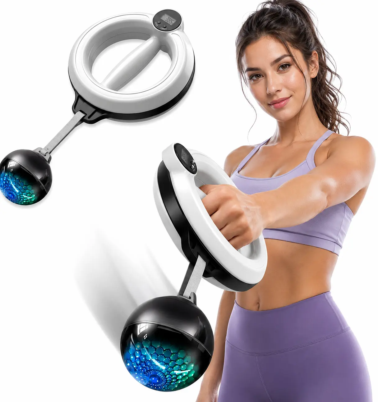 【TikTok Featured Product】360° Rotating Hand-Crank Wrist & Forearm Trainer with LED Light, Ergonomic Grip Strengthener, Upper Body Strength Tool for Home Gym, Portable Fitness Gear for Men Women, Party Gift Supplies