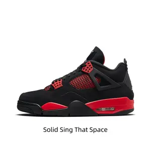Collectible Edgy Casual Sports Shoes - Solid Black Upper, Fiery Red Mesh Hardware, Breathable Grid Mesh, Red Midsole Accents, Anti-Stuffiness, Matches All-Black Joggers/Cargo Pants for Year-Round Wear