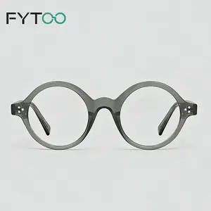 FYTOO Ultra Light TR90 Round Glasses, Comfortable Minimalist Eyewear, Unisex Retro Round Eyeglasses Frame for Daily & Office Wear
