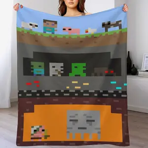 Minecraft Pixel World Blanket for Boys, Steve & Mobs Throw, Perfect Gift for Gamer Kids, Soft Flannel Fleece Blanket for Bedroom