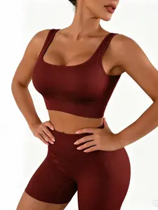 Women's Sportswear Set, 3D Carved Yoga, Seamless U-Back Crop Top & Cycling Shorts, Comfortable & Stylish Activewear, Workout Sets