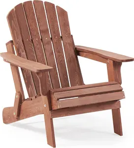 Oversize Wooden Outdoor Folding Adirondack Chair Pre-Assembled Backrest SeatBoard Stable for Garden Backyard Porch Pool Deck Firepit Hemlock Wood