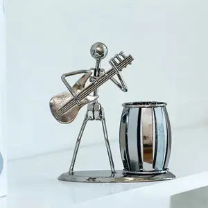 Unique Rocker Guitar Shaped Metal Desktop Pen Holder, Pencil Holders with Organizer Function, Desk Accessories, Perfect Gift for Music Enthusiasts