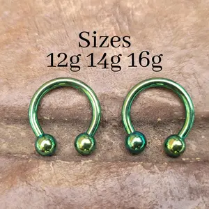 CHOOSE 2 Green Titanium Steel Pinchers Ear Plugs Horseshoes Gauges Septum Stretching Ring 12g 14g 16g Circular Barbell big jewelry Christmas