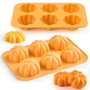 2 Pack Pumpkin Silicone Cake Molds, 3D Thanksgiving Soap Molds, Fall Muffin Baking Pans for Chocolate, Ice Cube, Jello, Mousse, Wax Melts, Candle
