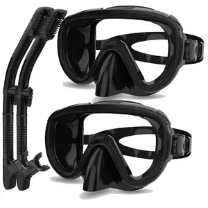 2 Packs Dry Snorkel Mask Set Snorkeling Gear for Adults Scuba Diving Mask Swimming Glasses Swim Dive Mask Nose Cover Free Diving